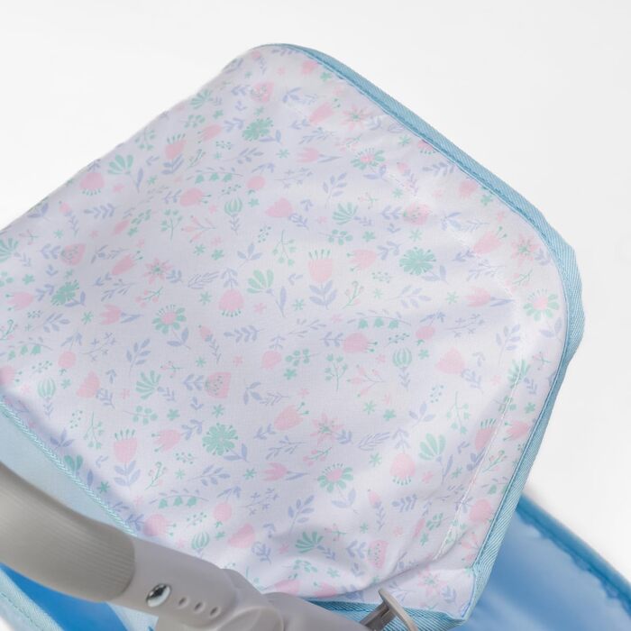 Складна коляска, для ляльок до 45 см, ідеально підходить для ігор та прогулянок, синя з квітковим орнаментом, розроблена Berenguer