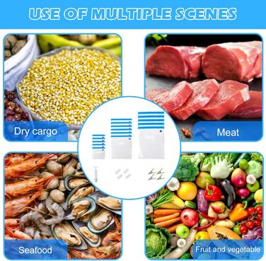 Вакуумні пакети для харчових продуктів набір вакуумних мішків, багаторазові вакуумні пакети з 1 ручним насосом, вакуумні пакети без BPA, пакети для вакуумного пакування Пакети Sous Vide Set (22x21 см * 5 26 x 28 см * 5 30 x 34 см *5), 15 шт.