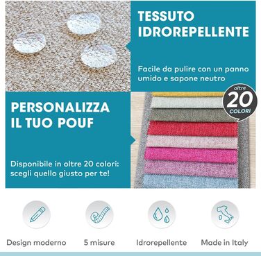 Пуф-підніжка Deshome 63x63x44 см Водовідштовхувальна тканина Сучасний дизайн пуфа для дивана Вітальня Спальня, Пуф-підніжка, Пуф Мінерва сірий