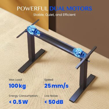 Каркас столу FLEXISPOT з регулюванням висоти, електричні ніжки столу з 2 двигунами, світлодіодним індикатором висоти та 4 функціями пам&39яті, включаючи 2 гачки та органайзер для кабелів, чорний. Каркас столу E1 PRO нова версія, благородний чорний.