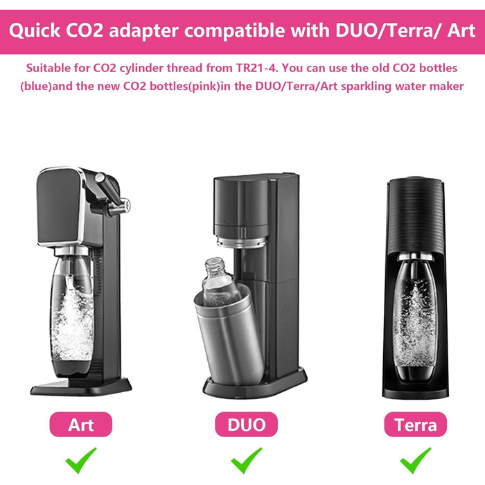 Швидкий адаптер FANCYWUXI CO2, адаптер швидкого підключення для швидкого підключення, сумісний з Duo/Terra/Art, адаптер Sodastream, для трапецієподібної різьби 60 л