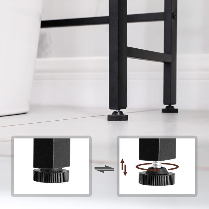 Полиця для унітазу, 3 яруси, полиця для ванної кімнати, компактна, легко збирається, для пральні, індустріальний стиль, сільський коричневий та чорний, BTS002B01 Рустикальний коричневий чорний