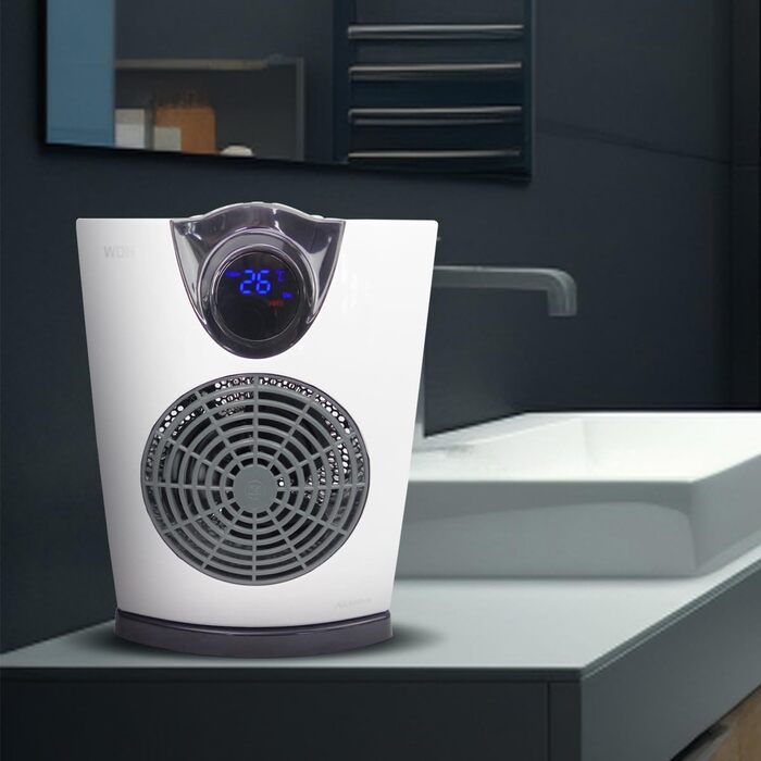 Тепловентилятор Aktobis, електричний обігрівач, обігрівач для ванної кімнати, обігрівач для вологих приміщень WDH-E20 (2 кВт) IP21 2 кВт / IP21 (вологі приміщення)