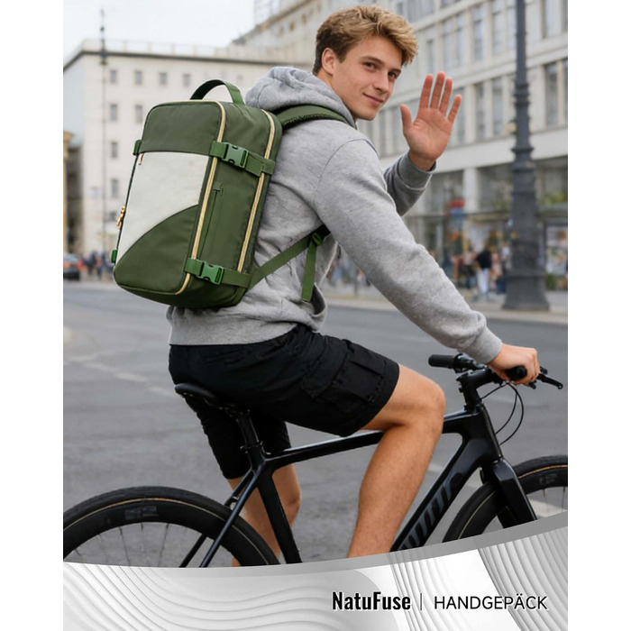 Ручна поклажа Ryanair 40x20x25, сумка для ноутбука 14 дюймів, ручна поклажа 20 л, дорожній рюкзак, бізнес, альпінізм, зелено-кремово-білий