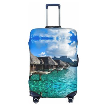 Чохол для валізи Морський пейзаж, еластичний захист від подряпин та пилу, чорний, розмір 85 см