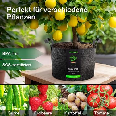 Пакетів для посадки рослин об&39ємом 95 л, неткані тканинні горщики з міцними потовщеними тканинними ручками для овочів, квітів, фруктів, теплиць та садів., 5