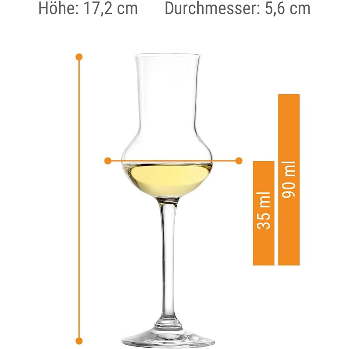 Келихи для граппи Stlzle Lausitz I набір з 6 келихів для граппи I чарки з ніжкою I високоякісні келихи для лікеру I 87 мл I можна