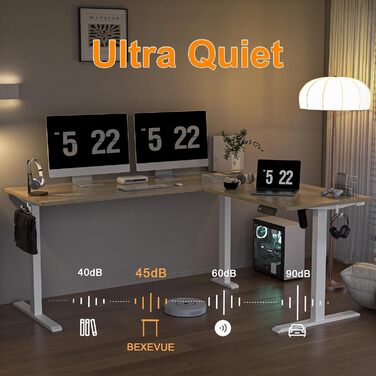 Подібний електричний стіл, регульована висота - 160x140 см, L-подібний стіл для роботи стоячи з 3 функціями пам&39яті, технологія запобігання зіткненням, змінний лівий та правий, ергономічний комп&39ютерний стіл, 160 x 140 см, клен