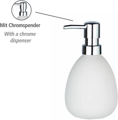 Дозатор для мила WENKO Polaris, багаторазовий дозатор для рідкого мила та лосьйону з високоякісної кераміки, 9,5 x 16 x 9 см, об'є