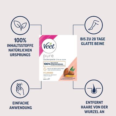 Цукрова паста для видалення волосся Veet 250 мл крем для видалення волосся Veet for men 200мл Power Effect