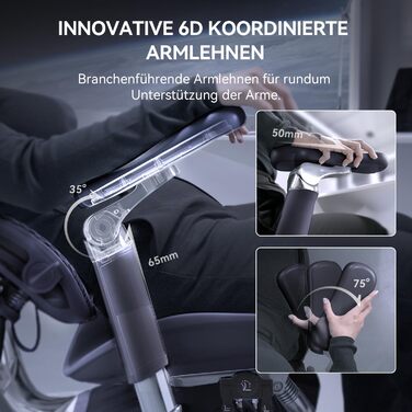 Ергономічне офісне крісло SIHOO Doro S300 ПЕРЕМОЖЕЦЬ ТЕСТУ, комп&39ютерне крісло, з подвійною динамічною системою поперекової підтримки, 6D координовані підлокітники, регульоване крісло для інвалідного візка (чорна оксамитова сітка) чорного кольору, функц