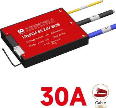Окрема плата захисту друкованої плати з портом та балансувальний провід для акумуляторного блоку Lifepo4 та системи живлення електроенергії, 4 BMS 8S 24V 30A