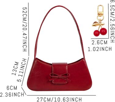 Червона сумка на плече для жінок, вишневий брелок, шкіра, маленька сумочка, кросбоді, модна клатч-гаманець