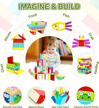 Іграшки Pourbibibi для хлопчиків і дівчаток від 3 4 5 років дерев&39яна іграшка хитка вежа Настільна гра для дітей та сім&39ї Наст