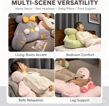 Самозігрівальна плюшева подушка для читання, 75 x 50 см, спинка ліжка з підлокітником, тепла подушка для зими, затишна м&39яка подушка для дітей, велика подушка для спини дивана, прикраса для автомобіля (рожева троянда)