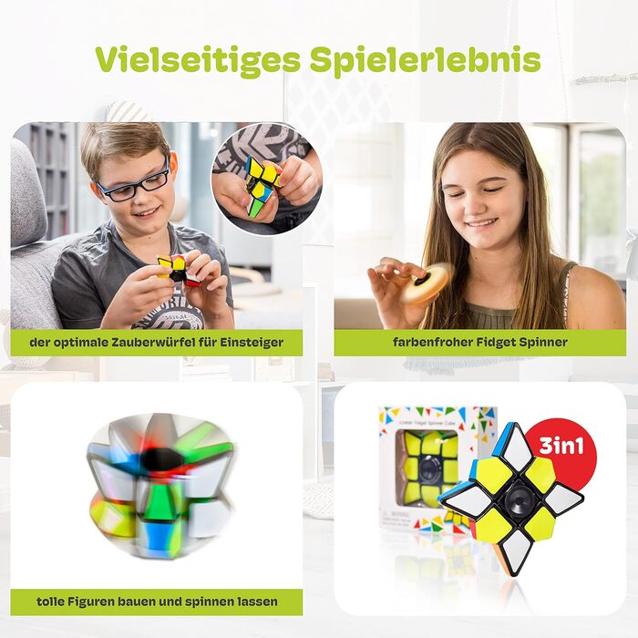Кубик 3 x 3 x 1 в одному з оптимізованими властивостями обертання. Ідеально підходить для зняття стресу для дітей і дорослих ігри