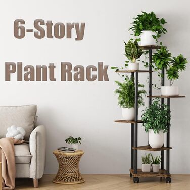 Ярусна підставка для рослин, вулична підставка для квітів, багатоярусна підставка для квітів 137 см, підставка для рослин, лавка для квітів, квіткові сходи, підставка для рослин, полиця для прикраси балкону, саду, 6 ярусів, чорний колір, 6-