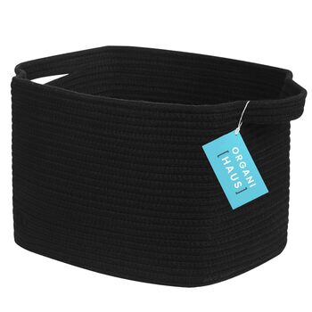Кошик для зберігання OrganiHaus, чорний, місце для зберігання туалетного паперу, дитячий кошик для зберігання, плетений кошик, кошик для сходів, кошики та контейнери, маленький кошик для білизни, плетені кошики для зберігання, 35x23 см, чорний