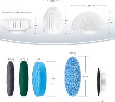 Змінних насадок для чищення дому та автомобіля Сумісні з електричною щіткою для чищення ECB-886 White, 12