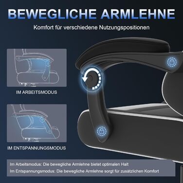 Ігрове крісло JUMMICO з функцією масажу, ергономічне офісне крісло 150 кг, ігрове крісло з надширокою подушкою сидіння 50 см, біле