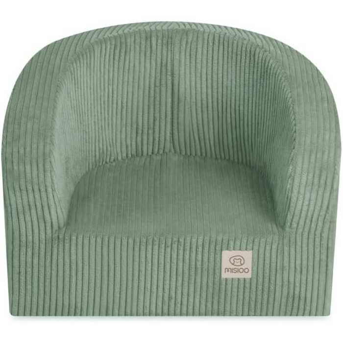 Дитяче крісло MISIOO від 1 року - Преміальне дитяче крісло, стійке та м&39яке, з ергономічною м&39якою підкладкою, 40x53x36 см - Дитяче крісло від 1 року, зелений вельвет