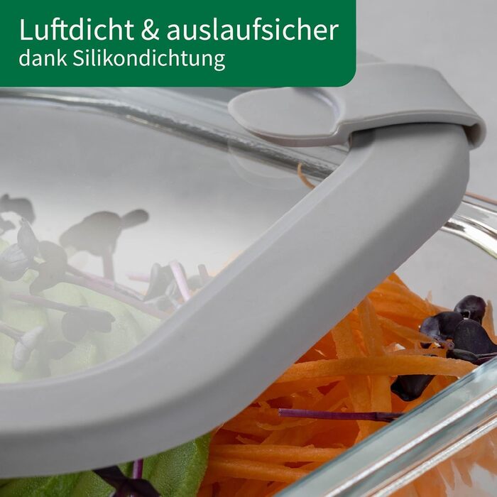 Набір контейнерів для зберігання FACKELMANN Chefkoch із 3 предметів із боросилікатного скла з вентиляційним клапаном 400 мл / 600 мл / 950 мл, герметичний та водонепроникний, підходить для використання в мікрохвильовій печі та духовці
