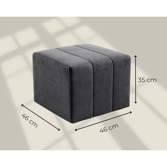 Пуф LIKMA, Табурет Брудний Рожевий 46x35x46 см, Оксамитове сидіння з 3D-ефектом, Пуф для ніг, Пуф-табурет, М&39який табурет, Сучасна лавка, Лавка для коридору, Пуф. Тканина Жасмин 61 Брудний Рожевий (Жасмин 61)