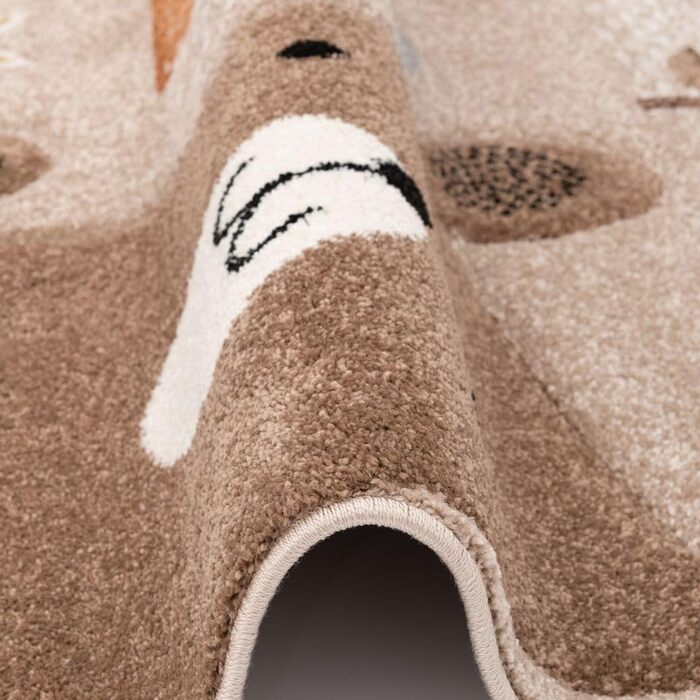 Килимок для дитячої кімнати Pergamon з коротким ворсом Maui Kids Fox and Bear Beige Brown в 5 розмірах 120 х 170 см