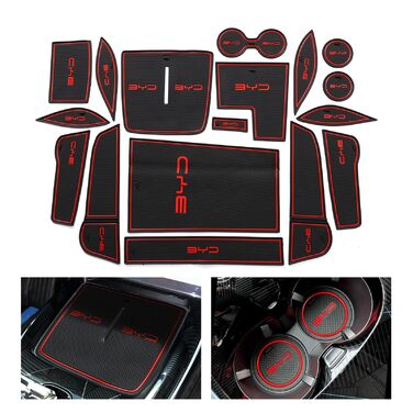 Автомобільні аксесуари для BYD Seal Cat Mats Premium Groove Mats Liner - підстаканник, центральна консоль, вставки в дверні кишені, салон автомобіля, нековзний, гумовий килимок проти пилу, Noctilucent BYD Seal Noctilucent