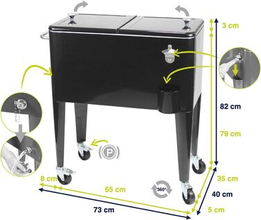 Кулер Kailua - коробка-холодильник, візок-холодильник, охолоджувач для напоїв, чорний