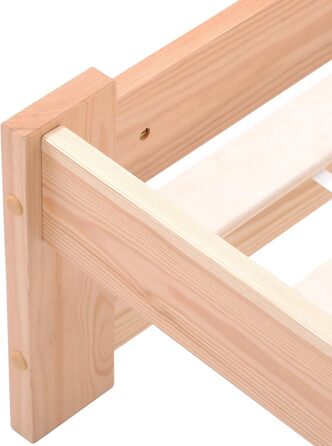 Ліжко-футон Merax з масиву дерева, ліжко з натурального дерева з узголів&39ям та рейковою основою, натуральний колір (200x140 см)