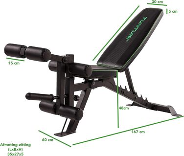 Регульована силова лава Tunturi UB60 / Тренувальна лава / Похила лава / Універсальна лава з опорою для ніг