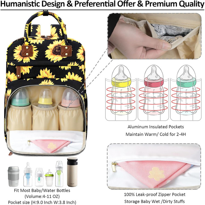 Сумка для підгузників рюкзак сумка для жінок великої місткості, дитяча сумка з ізольованими кишенями багатофункціональні сумки для