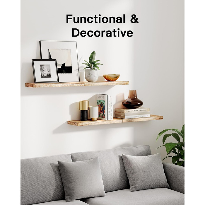 Настінна дерев&39яна полиця Pipishell, 40 см, кухонна полиця з дерева павловнії, підвісна плаваюча полиця, комплект із 4 дерев&39яних полиць для ванної кімнати, спальні, офісу, вітальні, кухні тощо (світло-коричневий)