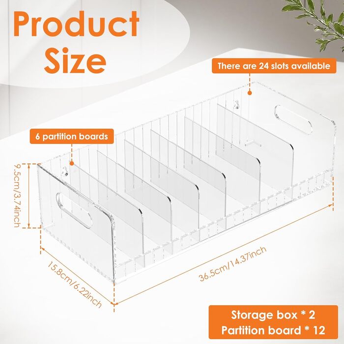 Органайзер для чайних пакетиків з 2 акрилових частин, знімний, 14 відділень, для зберігання чайних пакетиків, акрилова чайна коробка, 36,515,89,5 см, простий у використанні для чаю, кавових капсул, цукру