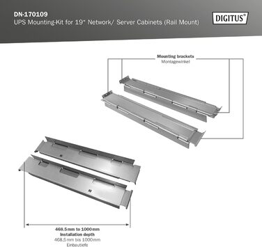 Монтажний комплект ДБЖ DIGITUS для 19-дюймових мережевих/серверних шаф (профільна рейка)