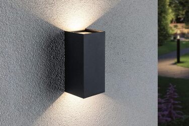 Набір з 2 вуличних настінних LED-світильників Paulmann Flame, IP44, квадратні, 2x5,8 Вт, антрацит, алюміній, 3000 K