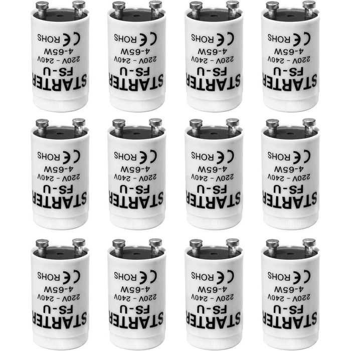 ТОКІШЕ 12 шт. Пускач люмінесцентних ламп ФС-У 4-65 Вт 220В-240В, пускач для люмінесцентних ламп, для індивідуального перемикання люмінесцентних ламп