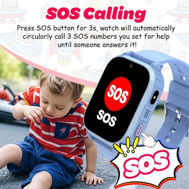 Дитячий смарт-годинник, дитячий смарт-годинник 4G з GPS та телефоном, дитячий годинник IP68, функція виклику, SOS, ігри, будильник, шкільний режим, SIM-телефон, смарт-годинник, подарунок для дівчаток та хлопчиків, синій-4G GPS