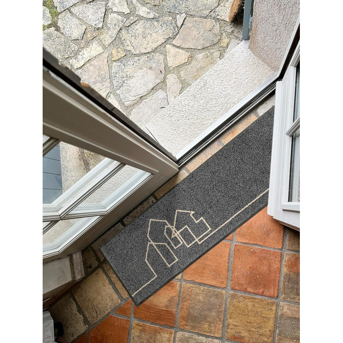 Килимок для дверей, що праєтьсясушиться, Linestreet 35x120 см, для використання всередині та зовні приміщень, можна прати, сірий 35 x 120 см (прямокутний)