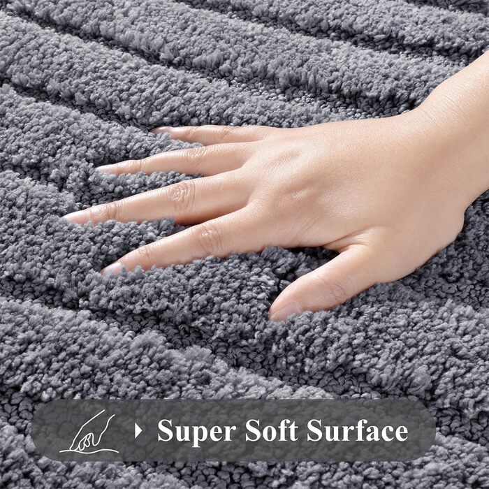 Комплект килимків для ванної кімнати SHACOS, 3 предмети, нековзний килимок для ванної, м&39які килимки для ванної кімнати, водопоглинаючий, килимок для ванної кімнати, що миється, сірий, 40x6050x8050x60 см