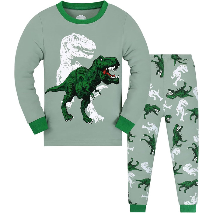 Піжами для хлопчиків з динозаврами, комплект піжами з довгими рукавами, дитячий бавовняний зимовий нічний одяг, розміри 98, 104, 110, 116, 122, 128, 134, викрійка 4, 8-9 років