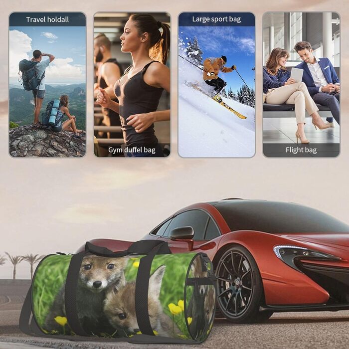 Спортивна сумка-мішок для подорожей, з весняним принтом тварин, чорна, універсальний розмір, дорожня сумка