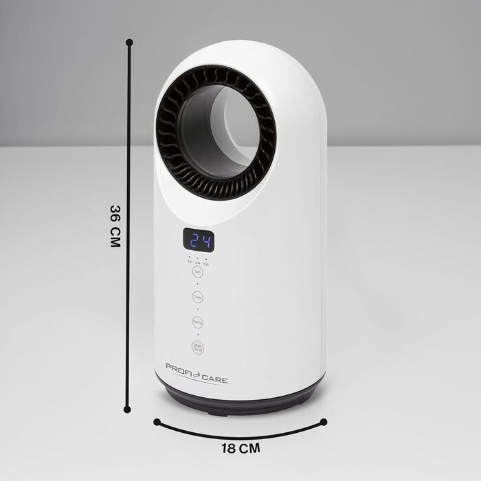 Керамічний нагрівач та настільний вентилятор ProfiCare 2-в-1 Регульований від 15 до 35 C Охолодження Вентилятор Керамічний нагрівальний елемент PTC Міцний вентилятор та нагрівач Пульт дистанційного керування в комплекті PC-HL 3086