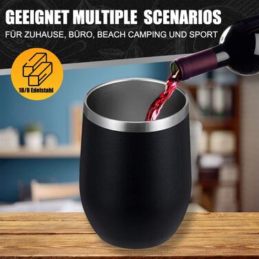 Винний кухоль TELANKS на винос, 2 шт. и келиха для вина, кружка для вина з нержавіючої сталі, ізольована кришкою, подарунок для ке