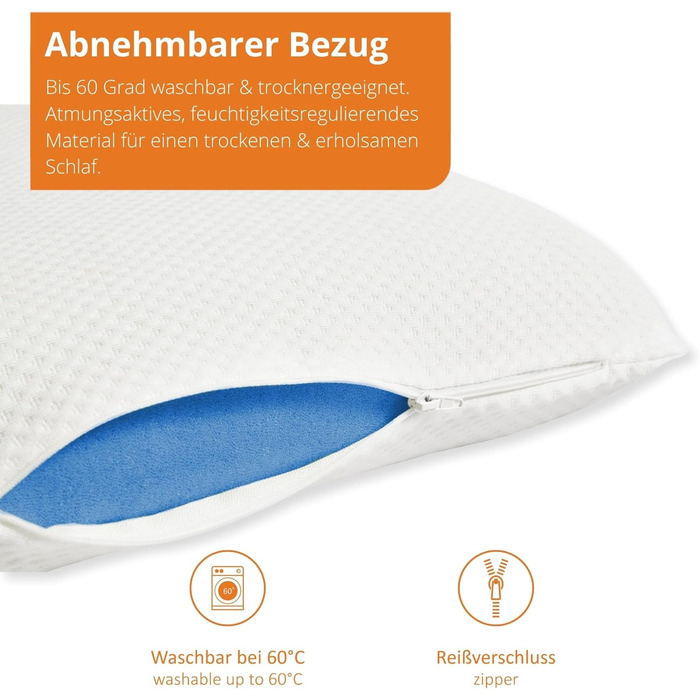 Ортопедична подушка для шиї Sleepling, надзвичайно м&39яка в&39язкопружна подушка 40 x 80 см, в&39язкопружна подушка для голови, піна з ефектом пам&39яті, можна прати, сертифікована Oeko-Tex, зроблена в ЄС, біла, НАДЗВИЧАЙНО М&39ЯКА 40 x 80 см