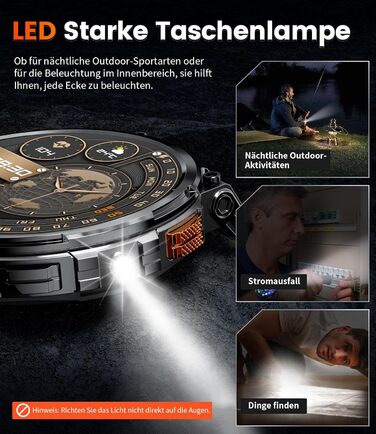 Розумний годинник DREMAC для чоловіків - 1,85-дюймовий HD-дисплей з великим екраном/батарея 730 мАг, чоловічий спортивний годинник з ліхтариком/120 спортивних режимів, водонепроникний фітнес-годинник IP68 з цілодобовим відстеженням серцевого ритму, моніто