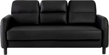 Диван 173 см, Чорні дивани для вітальні, Зручний тканинний диван, 3-місний диван з підлокітниками, 3 подушки та 4 дерев&39яні ніжки, Глибокий диван для відпочинку для домашнього офісу (чорний)