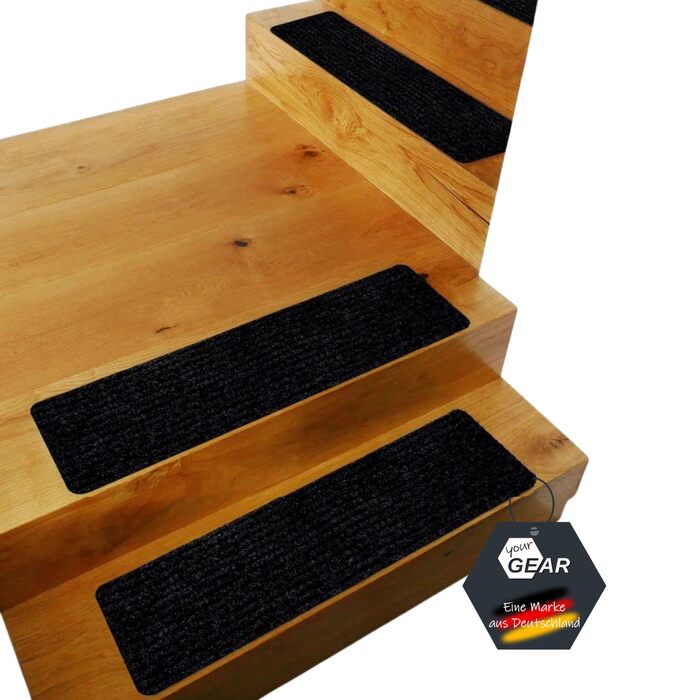 Самоклеючі сходинки GEAR 76x20 см 15 шт. світло-сірі нековзні, миючі килимки для сходів протиковзкий килимок для сходів, ріжучий сучасний сірий захист для сходів у приміщенні 15 шт.