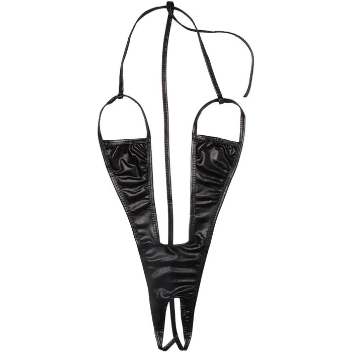 Жіноча сексуальна білизна, нічна сорочка, мокрий плюшевий комбінезон, відкрита білизна з глибоким V-подібним вирізом, без рукавів, з відкритою спинкою, боді-стрічка, чорний, F